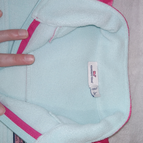 Vineyard Vines Girls Fleece Quarter Zip Pullover Girls Size  L(14) Blue And Pink - Picture 13 of 15